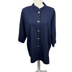 Vintage Bend Over blouse, size Large, button front, 3/4 sleeves, made in USA!